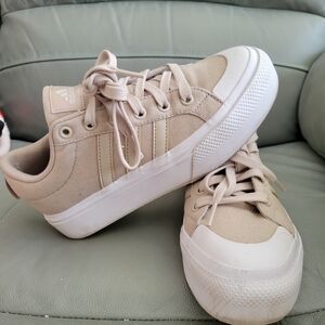 Adidas Beige Platform Sneakers with White Accents